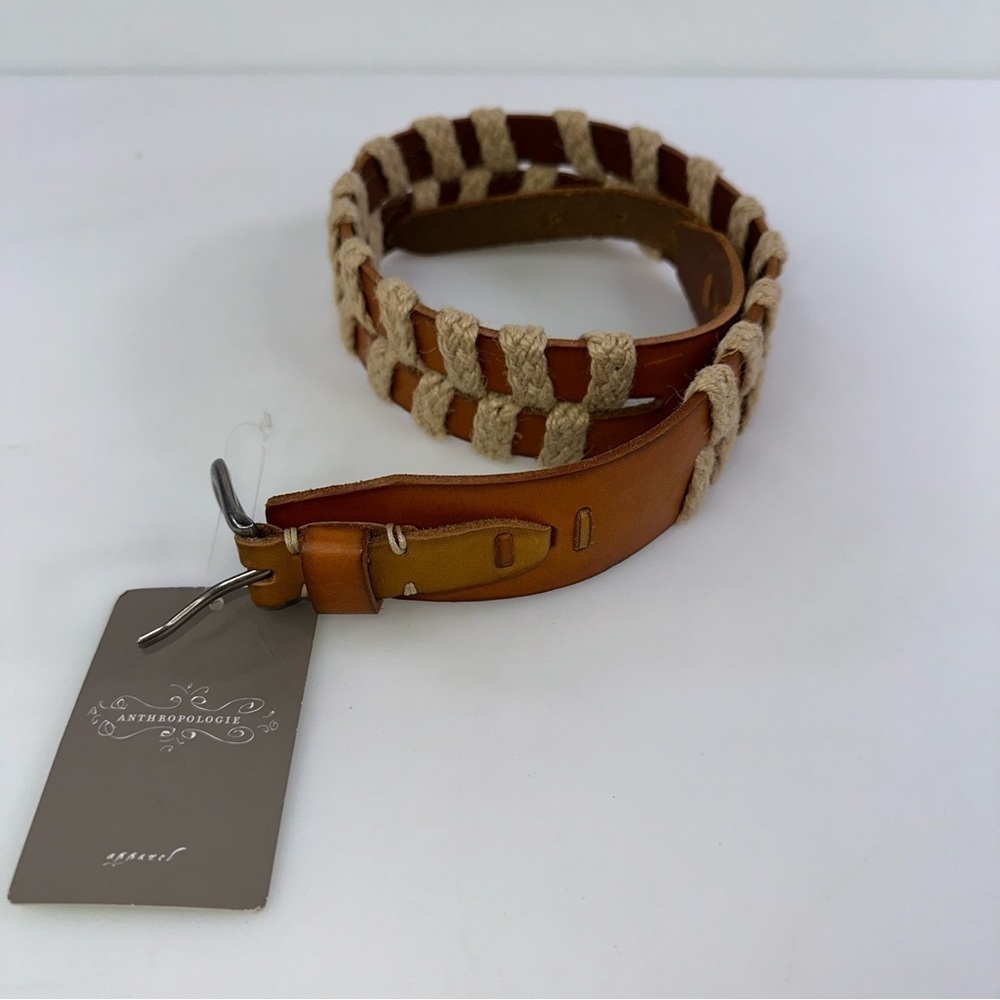 Linea Pelle size S Anthropologie Leather Adjustable Women Belt Ivory Tan